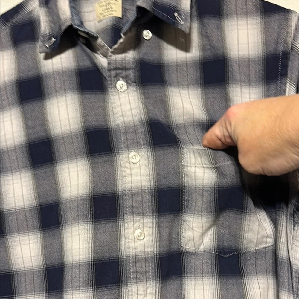 J. Crew Navy and White Plaid Casual Button Down Shirt Small